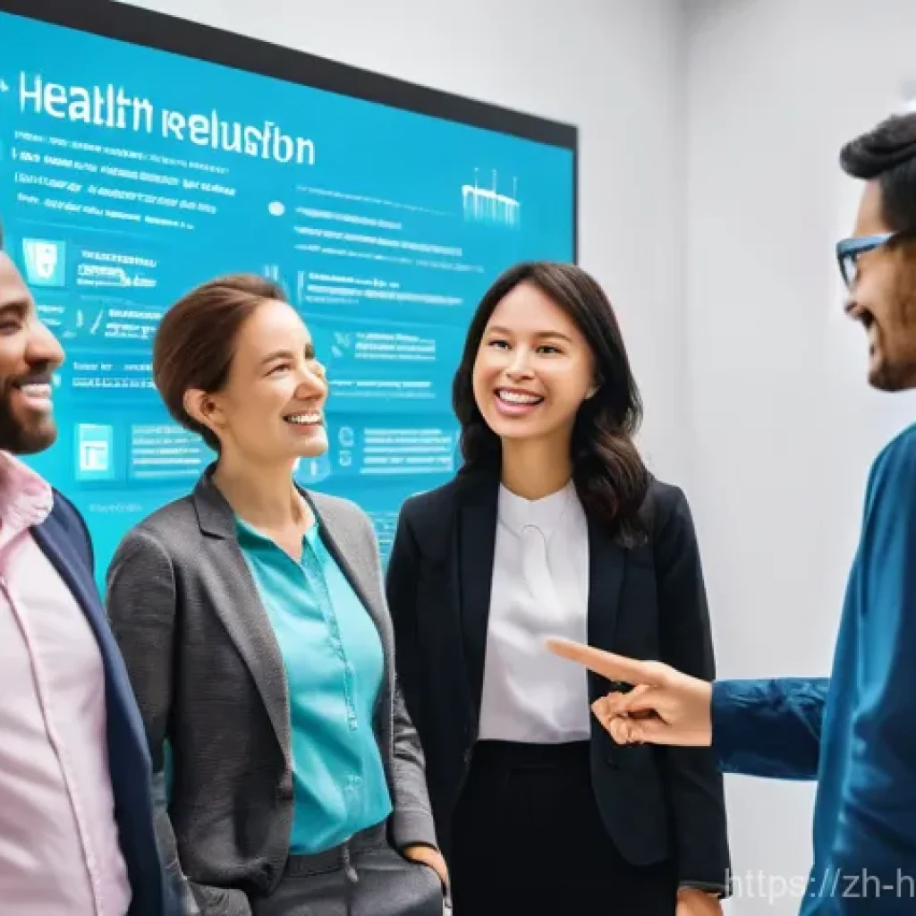 건강코칭을 위한 자료 조사법 - **Prompt:** A diverse group of adults (all fully clothed in smart casual attire) gather around a fri...