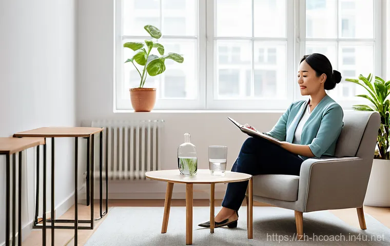 건강코칭과 심리상담의 융합 - **Prompt 1: The Overwhelmed Modern Professional**
    A realistic, high-definition image of a young ...